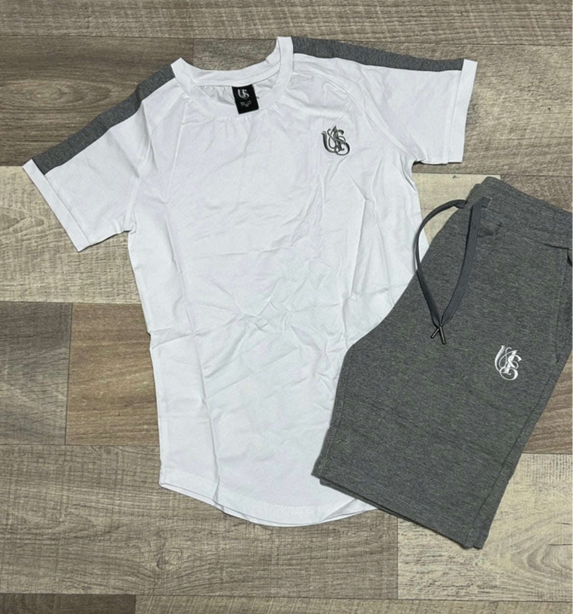 1 Grey and White Shorts and tshirt sets