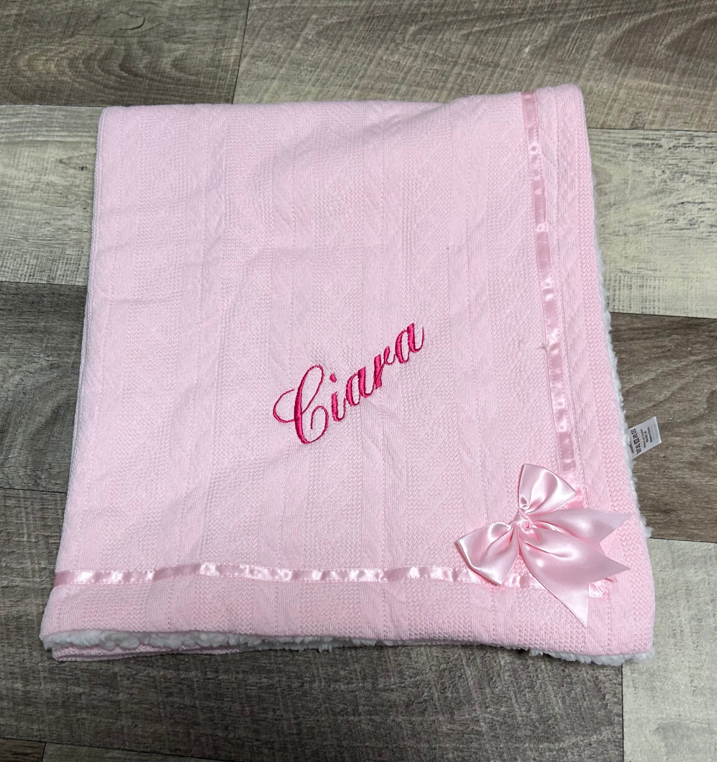 Personalised fleece lined bow blanket