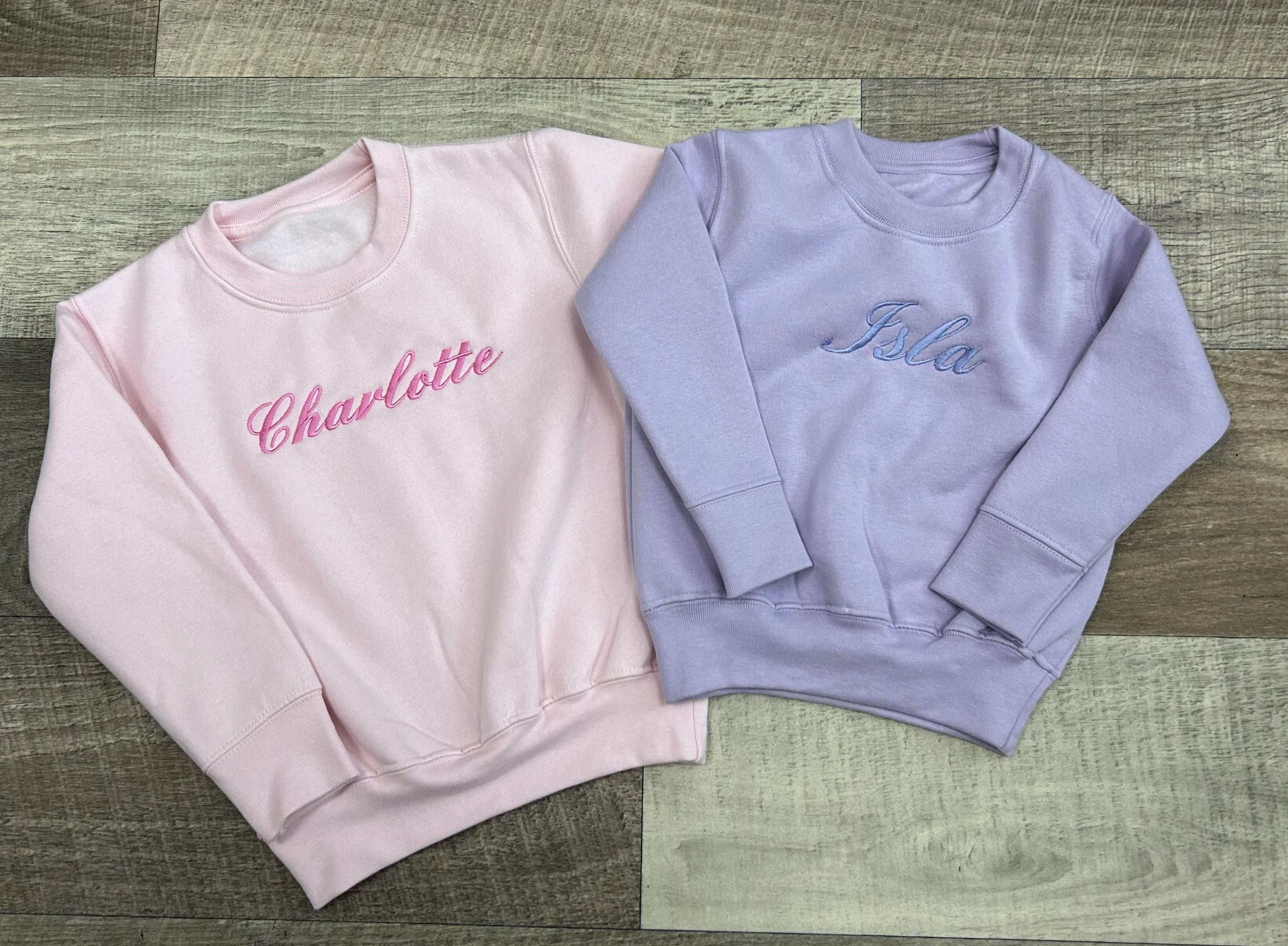 Personalised embroidered kids pastel sweatshirts