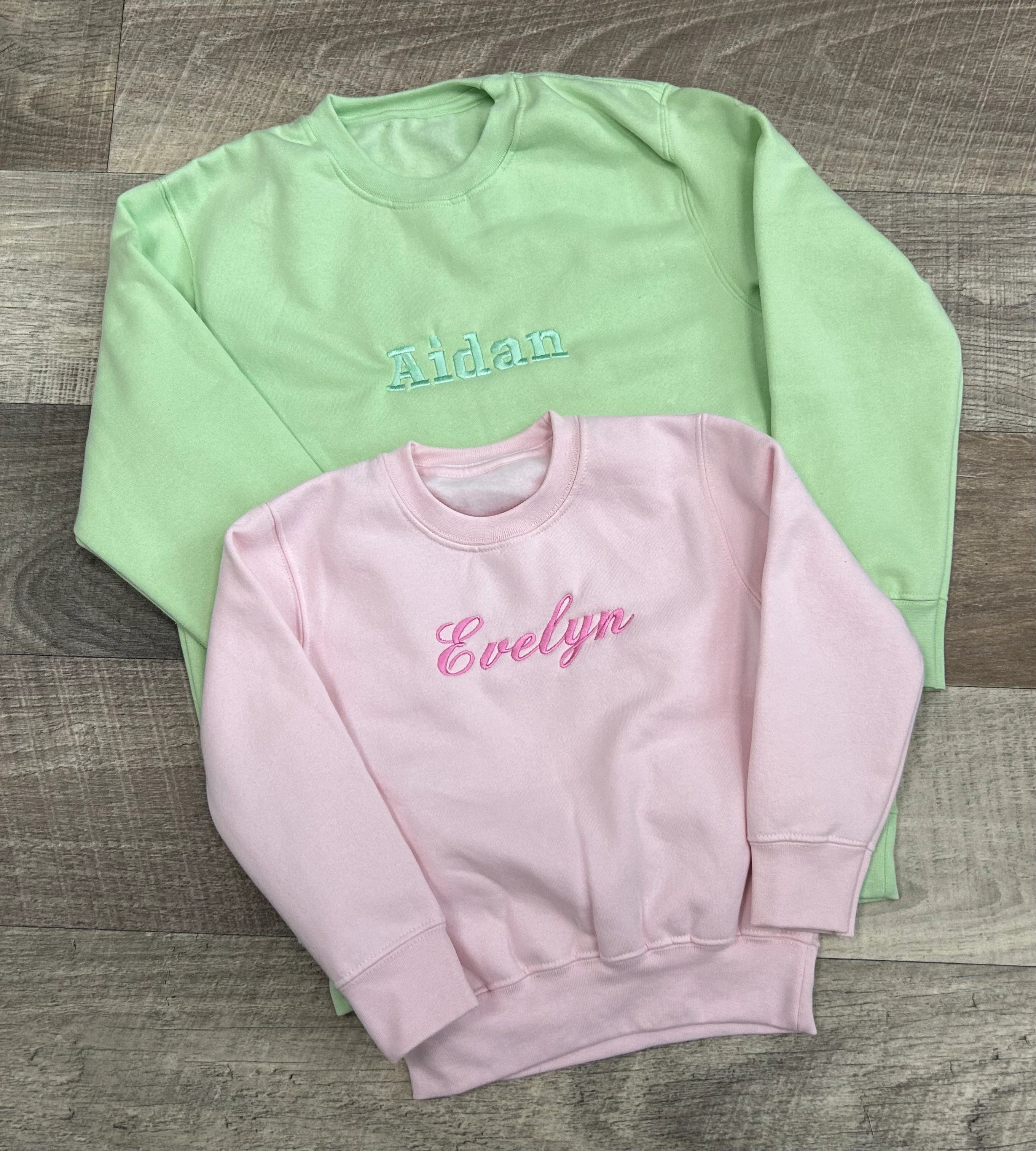 Personalised embroidered kids pastel sweatshirts