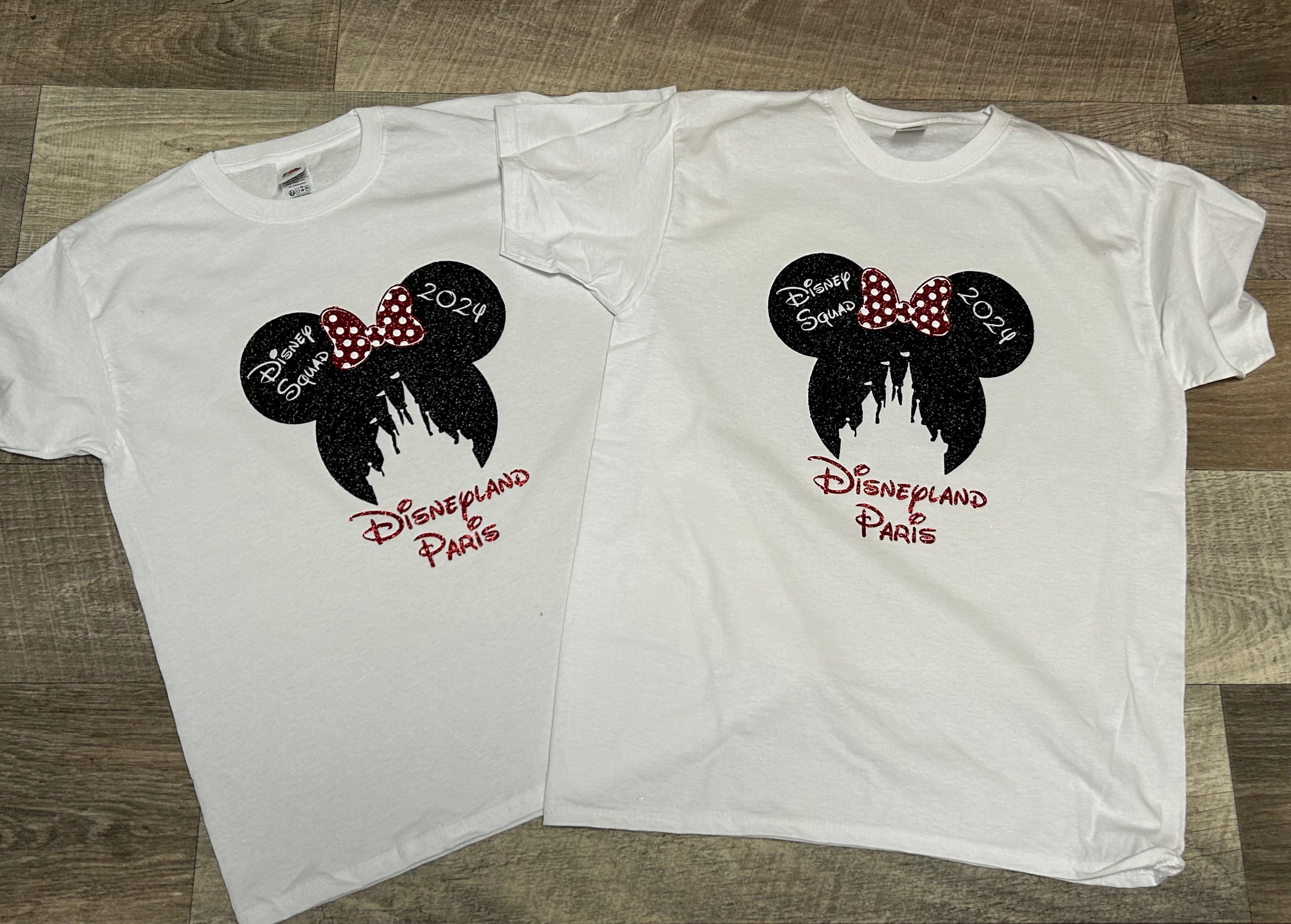 White glittery minnie head Paris T-shirts