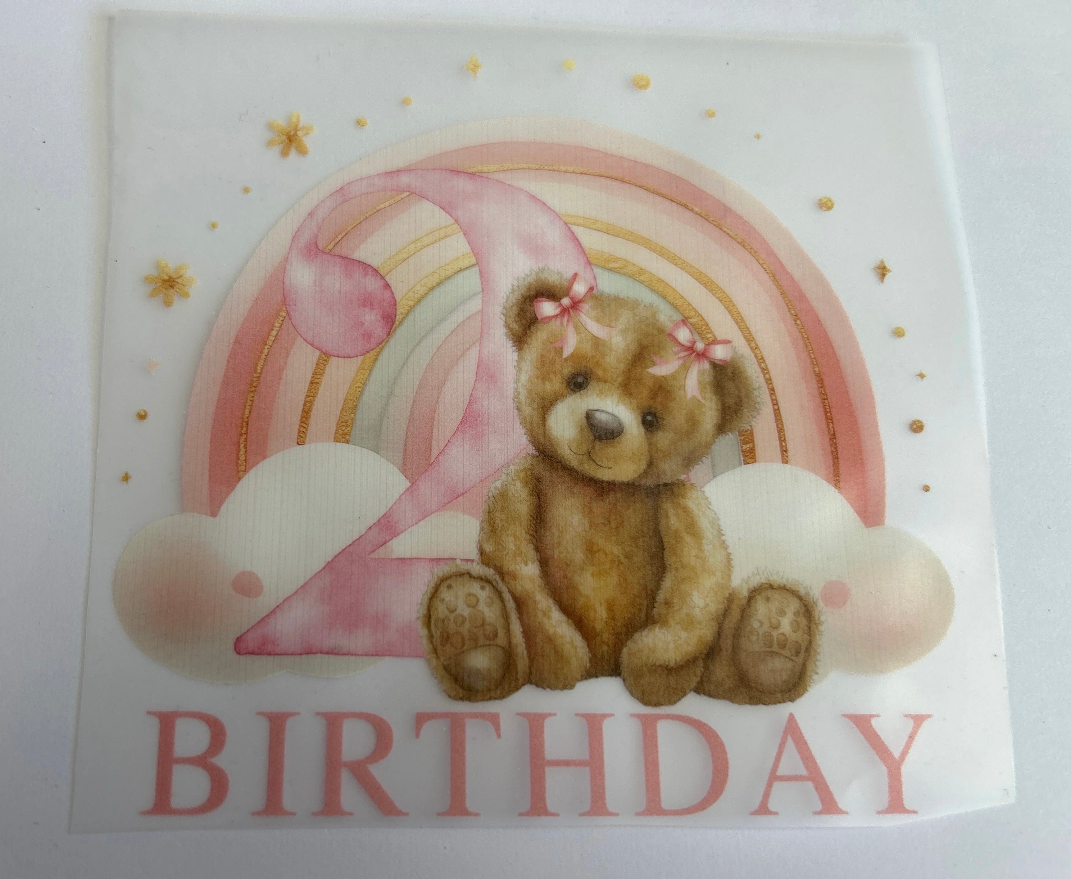 2nd birthday teddy rainbow print